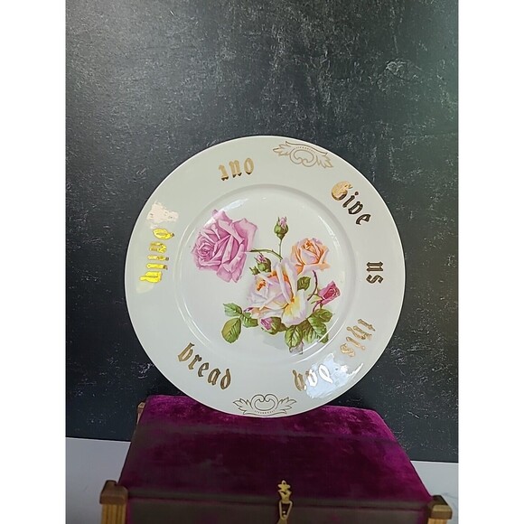 Antique Germany China Motto Plate, Give Us This Day Our Daily Bread